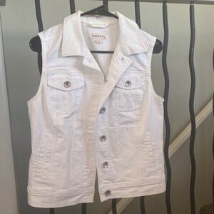Merona White Sleeveless Denim Vest